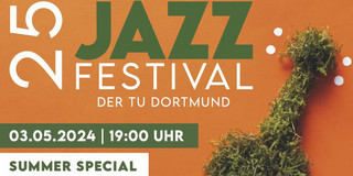 Dieses Bild zeigt das Veranstaltungsplakat des Jazzfestivals 2024 des Musikinstituts der TU Dortmund