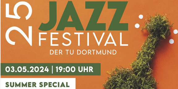 Dieses Bild zeigt das Veranstaltungsplakat des Jazzfestivals 2024 des Musikinstituts der TU Dortmund